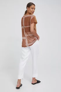 Koszulki i topy damskie - Sisley t-shirt damski kolor brązowy - grafika 1