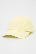 Czapki damskie - Pepe Jeans czapka bawełniana LUCIA CAP kolor żółty z aplikacją - miniaturka - grafika 1