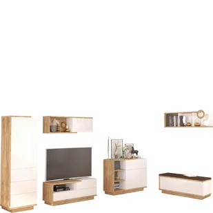 Zestaw Mebli do Salonu 3 Hybrid MebloCross Czarny Mat / Biały Połysk, Eco Beż - Inne meble do salonu - miniaturka - grafika 1