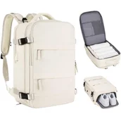 Plecaki - PLECAK PODRÓŻNY DO SAMOLOTU PODRĘCZNY WYTRZYMAŁY BEŻOWY - miniaturka - grafika 1