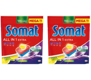Somat All in 1 Extra Lemon zestaw 2x75szt. - Środki do zmywarek - miniaturka - grafika 1