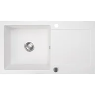 Zlewozmywaki - Zlewozmywak granitowy biały jednokomorowy z ociekaczem CORDEO XL - miniaturka - grafika 1