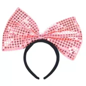 Stroje karnawałowe - Kokarda na opasce - gigant z cekinami różowa - miniaturka - grafika 1