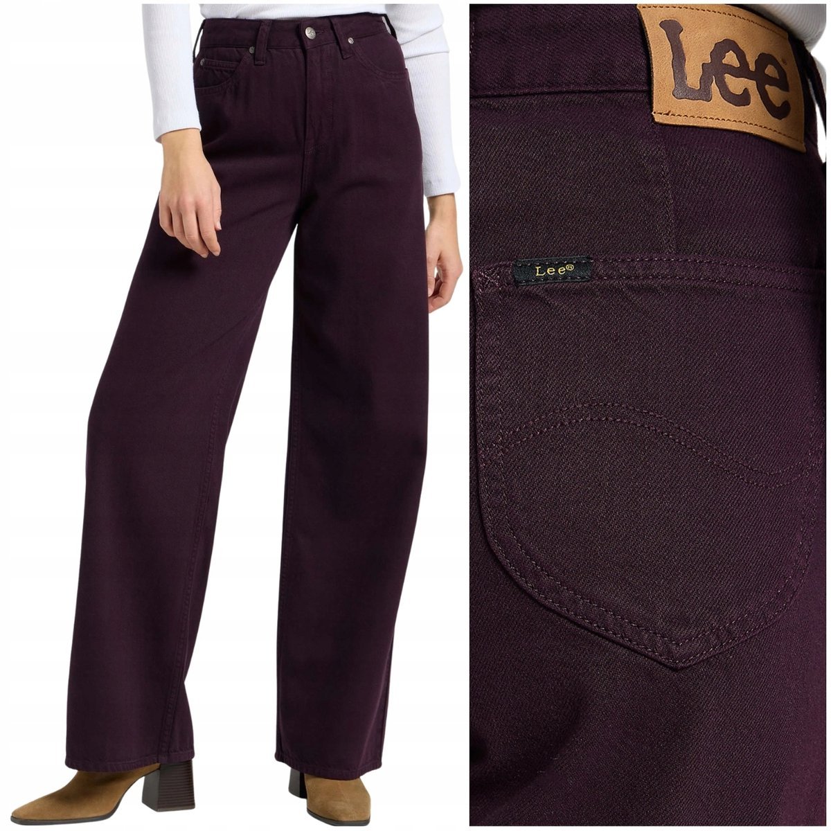 Lee Stella A Line wysokie szerokie damskie spodnie jeansowe palazzo W29 L33