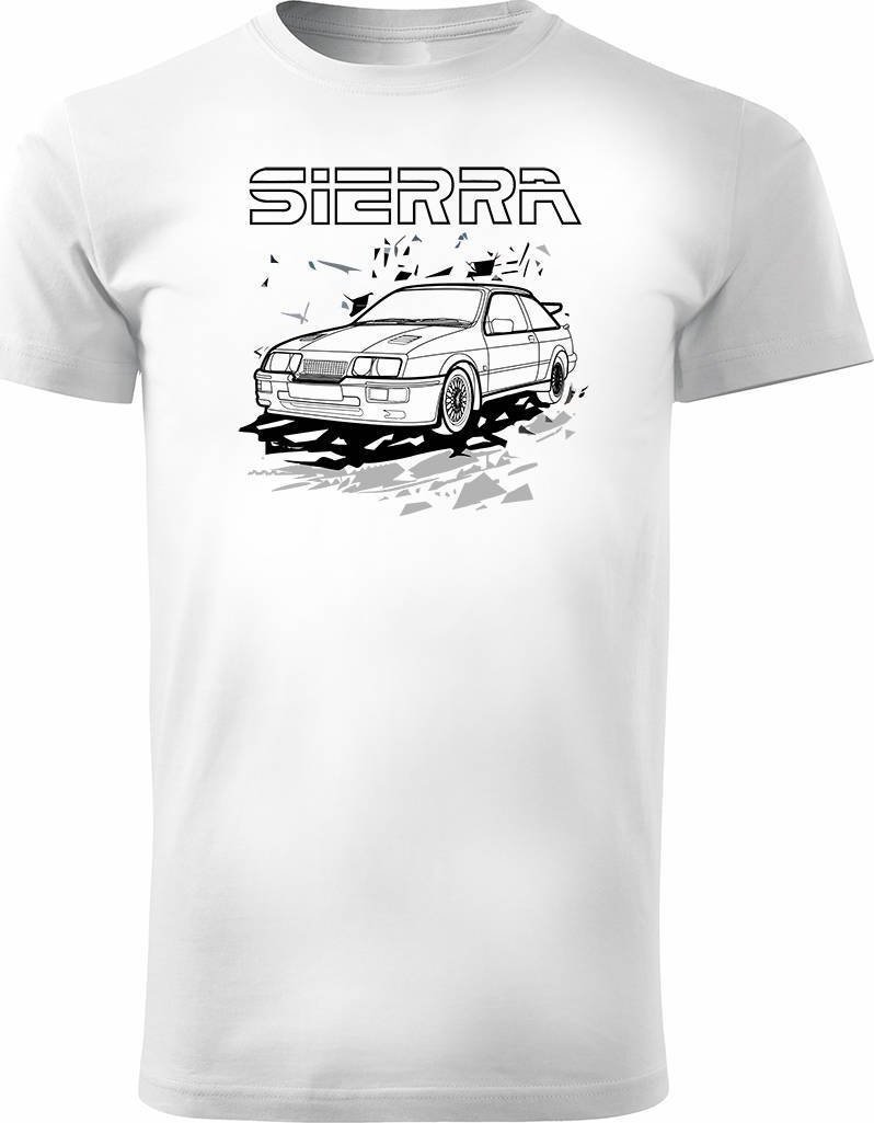 Topslang Koszulka z samochodem Ford Sierra RS 500 z Fordem Sierra RS 500 cosworth męska biała M