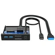 Czytniki kart pamięci - GRAUGEAR | 6-interfejsowy panel przedni o przekątnej 3,5 cala | USB3.2 Gen2 2x2 Typ-C do 20 Gbit/s | 2 x USB-A+USB-C | czytnik kart SD+microSD | Key-A 20-pin & 19-pin header | metal | G-MP01CR - miniaturka - grafika 1
