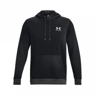 Męska bluza dresowa nierozpinana z kapturem Under Armour UA Essential Flc Novelty HD - czarna - UNDER ARMOUR - Bluzy sportowe męskie - miniaturka - grafika 1
