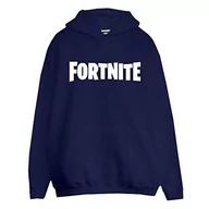 Bluzy męskie - Popgear Męska bluza z kapturem z napisem Fortnite Text Logo Navy Fashion, granatowy, 4XL - miniaturka - grafika 1
