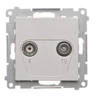 Gniazdka elektryczne - Kontakt Simon Gniazdo antenowe R-TV przelotowe 10 dB Simon 55 - aluminium mat - miniaturka - grafika 1