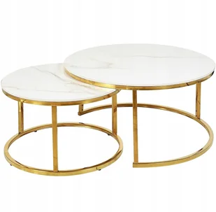 Ława Portafino A fi60/45cm Złoty/Biały Połysk Nowoczesna Salon - Ławy i stoliki kawowe - miniaturka - grafika 1