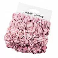 Ozdoby do włosów - Gumki do włosów Zestaw gumek Scrunchies różowe - miniaturka - grafika 1
