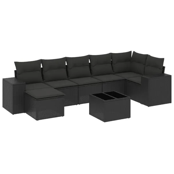 Zestaw mebli ogrodowych modułowych czarny rattan PE 62 x 62 x 69 cm