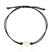 Bransoletki - Bransoletka czarny sznurek ze złotym diamentem pr.585 - miniaturka - grafika 1