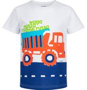 Moda i Uroda OUTLET - T-shirt z krótkim rękawem dla chłopca, z wywrotką, biały 2-8 lat - miniaturka - grafika 1