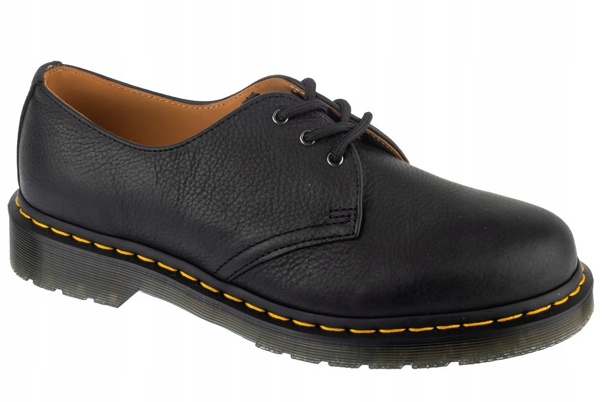 DR MARTENS CZARNE PÓŁBUTY SKÓRZANE Z ŻÓŁTYM OBSZYCIEM 39 U2A