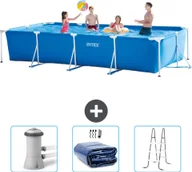 Parasole ogrodowe - Basen Intex z prostokątną ramą - 450 x 220 x 84 cm - Niebieski - W zestawie pompa filtrująca do basenu - Żagiel przeciwsłoneczny - Drabinka - miniaturka - grafika 1