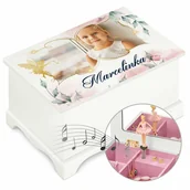 Pamiątka Pierwszej Komunii Świętej - Szkatułka drewniana z pozytywką i Twoim zdjęciem dla dziewczynki na i - miniaturka - grafika 1