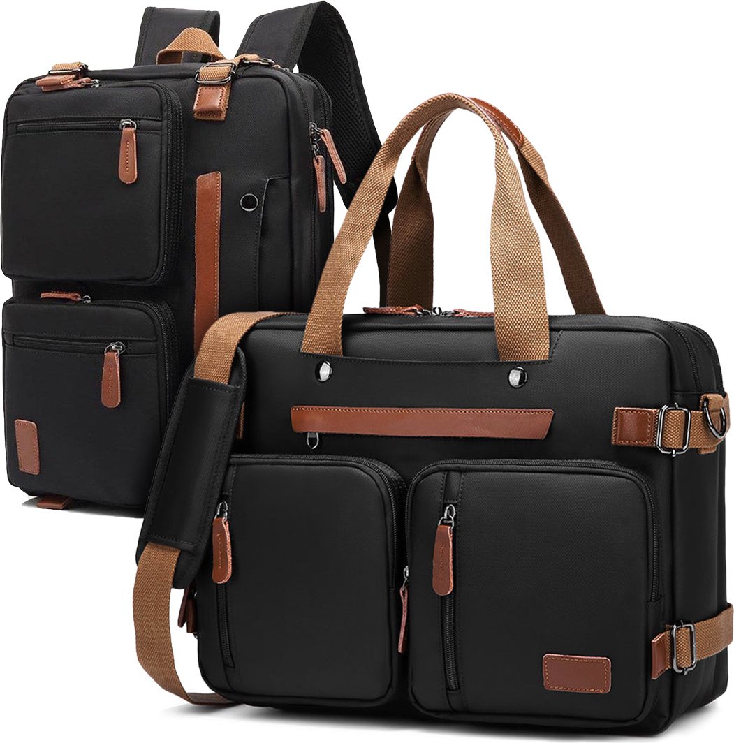 Torba na laptopa 2 w 1 plecak na laptopa torba na ramię na laptopa 17,3 cala - czarny