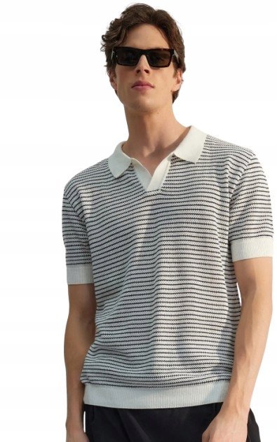 TRENDYOL MĘSKA KOSZULKA POLO W PASKI Z BAWEŁNĄ I AKRYLEM XXL 5_A