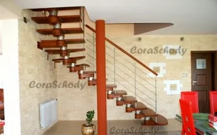Schody drewniane zabiegowe CORA model Moreno 220 L-90 12 elementów - Schody strychowe - miniaturka - grafika 1