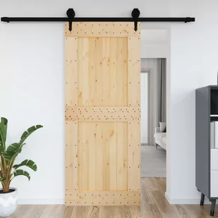 vidaXL Drzwi, 95x210 cm, lite drewno sosnowe - Ogrodzenia - miniaturka - grafika 1