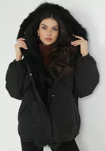 Czarna Kurtka Parka Oversize z Futerkiem Mitto - Kurtki damskie - miniaturka - grafika 1