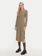Sukienki - Calvin Klein Jeans Sukienka dzianinowa J20J224165 Beżowy Slim Fit - miniaturka - grafika 1