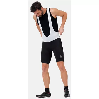 Spodnie sportowe męskie - Spodenki rowerowe męskie z szelkami i wkładką Odlo Essentials czarno-białe - grafika 1