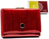 Portfele - PETERSON Mały skórzany portfel damski czerwony lakierowany portmonetka na bigiel ochrona kart RFID - miniaturka - grafika 1
