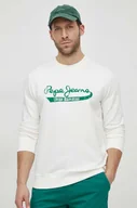 Bluzy męskie - Pepe Jeans bluza bawełniana męska kolor biały z nadrukiem - miniaturka - grafika 1