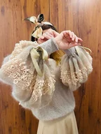 Swetry damskie - Sweter beżowy z jedwabiu - miniaturka - grafika 1