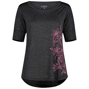 CMP T-Shirt damskie, Antracyt Mel.-Pink Fluo, 46 - Koszulki i topy damskie - miniaturka - grafika 1