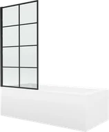 Wanny - Mexen Cubik wanna prostokątna 160 x 70 cm z obudową i parawanem 1-skrzydłowym 80 cm, czarny wzór fix - 550316070X9308007077 - miniaturka - grafika 1