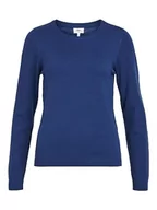 Swetry damskie - Object Damski sweter z dzianiny Objthess L/S O-Neck Knit Noos, Estate Blue/Szczegóły: melanż, XS - miniaturka - grafika 1