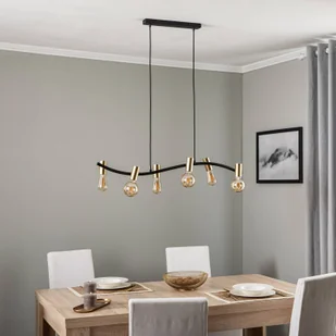 Lampa wisząca Lindby Anito, czarny/złoty, metal, 100 cm, E27 - Lampy sufitowe - miniaturka - grafika 1