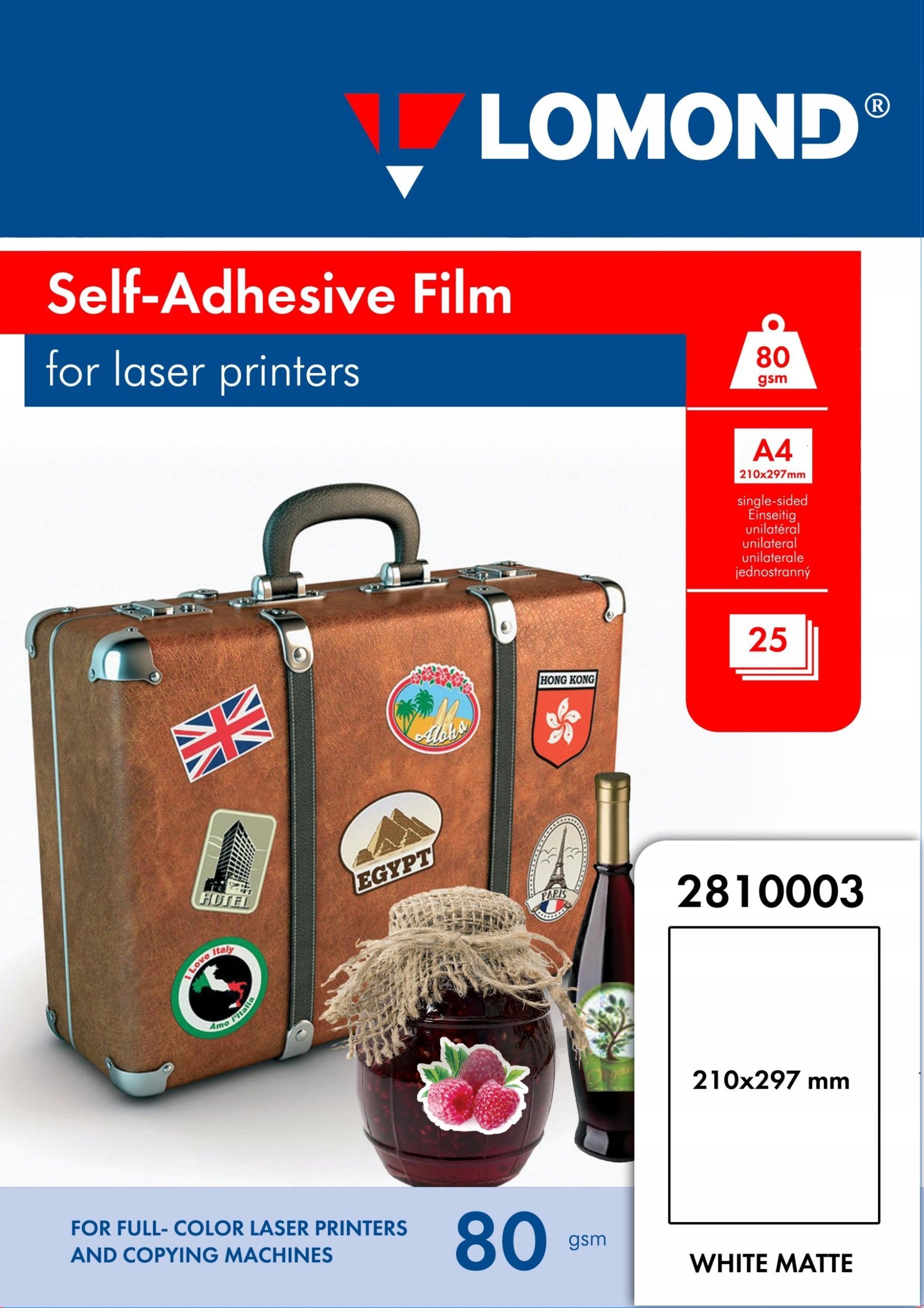 Lomond Lomond PET Laserjet Film Self Adhesive White-coated Matte A4, 25 sheets