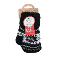 Rękawiczki dla dzieci - Rękawiczki dziecięce " Rękawiczki dzianinowe zimowe norweskie gwiazdki " Rękawiczki zimowe dziecięce z miękkim misiem " Rękawiczki dziecięce [Czarne] - miniaturka - grafika 1