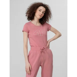 4F Koszulka Damska T-Shirt Pudrowy Róż L22TSD353-56S L22TSD353-56S - Koszulki sportowe damskie - miniaturka - grafika 1