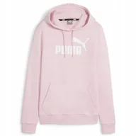 Bluzy damskie - BLUZA damska PUMA Ess Logo DRESOWA z KAPTUREM KANGURKA Różowa S - miniaturka - grafika 1