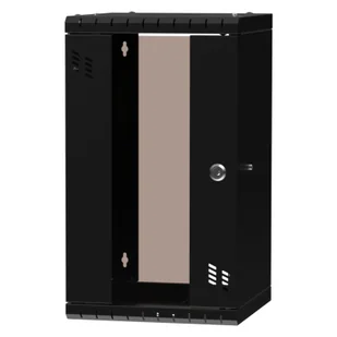 Szafa wisząca Standard 10" 12U, 300mm, drzwi szklane, czarna - Szafy rack - miniaturka - grafika 1