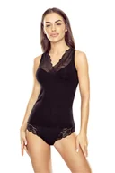 Koszulki i topy damskie - Koszulka damska na szerokich ramiączkach z koronką Marcela czarna L - miniaturka - grafika 1