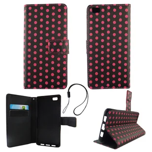 Etui na telefon komórkowy Huawei P8 Lite Polka Dot Black Pink - Etui i futerały do telefonów - miniaturka - grafika 1