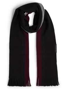 Tommy Hilfiger Szalik z zawartością wełny Mężczyźni Sztuczne włókno czarny w paski, ONE SIZE - Apaszki i szaliki męskie - miniaturka - grafika 1