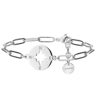 Bransoletki - Łańcuch bransoletka z różą wiatrów ze stali szlachetnej - Manoki - miniaturka - grafika 1