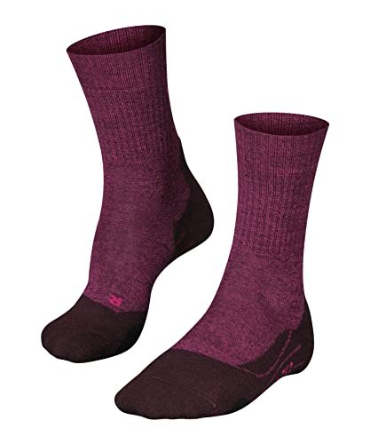 FALKE Kobiety Skarpety do wędrówek TK2 Explore Wool W So Oddychający I Szybkoschnący przeciw pęcherzom grube 1 Para, Czerwony Burgundy 8593, 37-38
