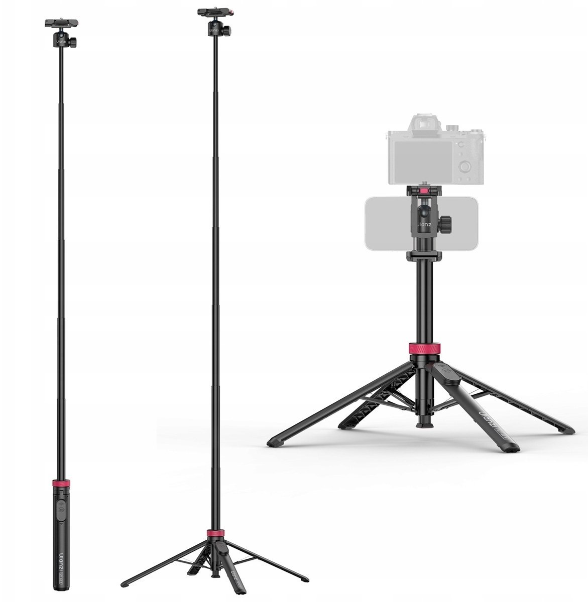Selfie stick Ulanzi Statyw Kijek Selfie Stick 2w1 150cm + Pilot Telefon Auto-deploy 1/4