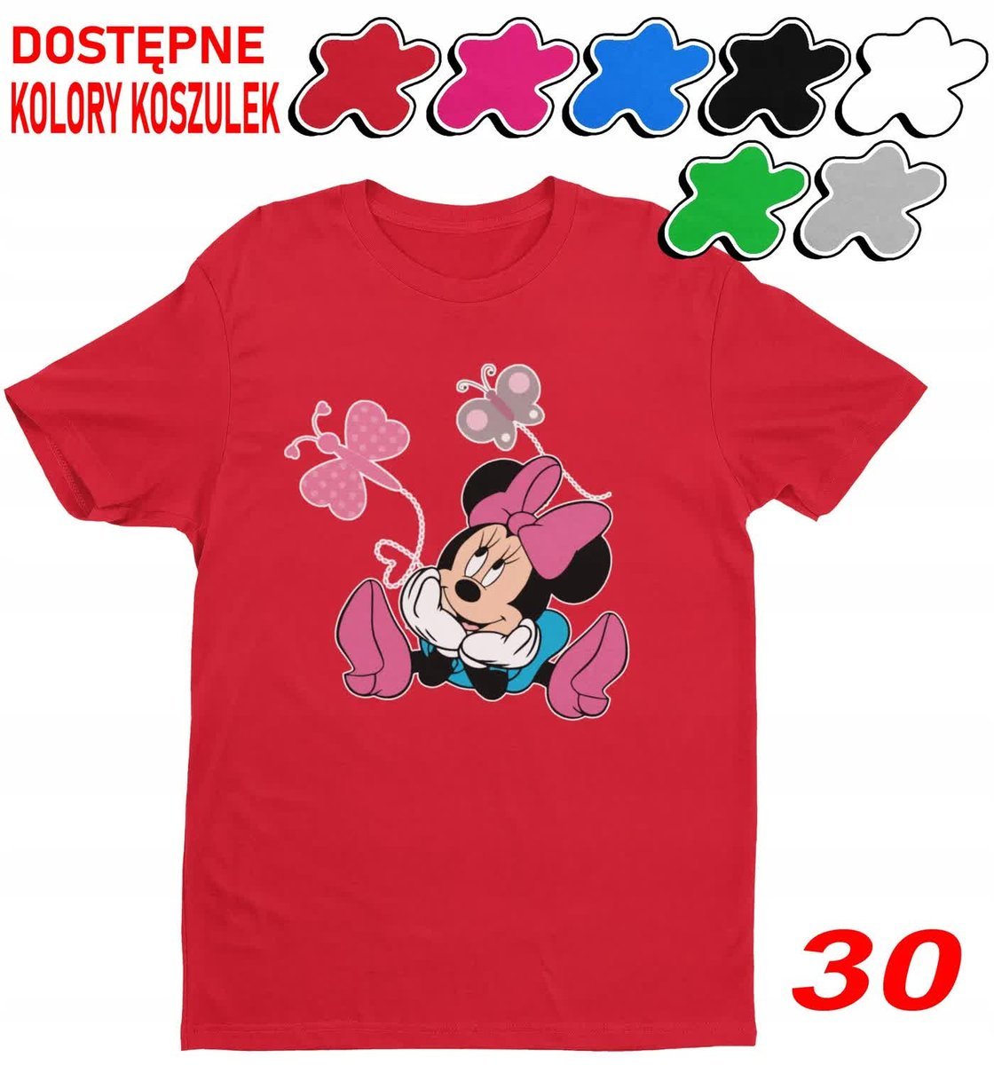 Dziecięca Koszulka Z Nadruki.Duży Wybór Myszka Miki Minnie Daisy- L 146-152