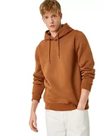 Bluzy męskie - Koton Męska bluza z kapturem, Brązowy (500) - miniaturka - grafika 1