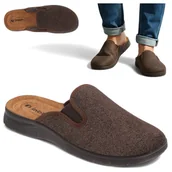 Kapcie męskie - Kapcie Domowe Ciepłe Męskie Klapki Lekkie Wygodne Laczki Inblu Brązowe 46 - miniaturka - grafika 1