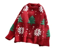 Swetry damskie - Damski Sweterek Świąteczny Czerwony - miniaturka - grafika 1